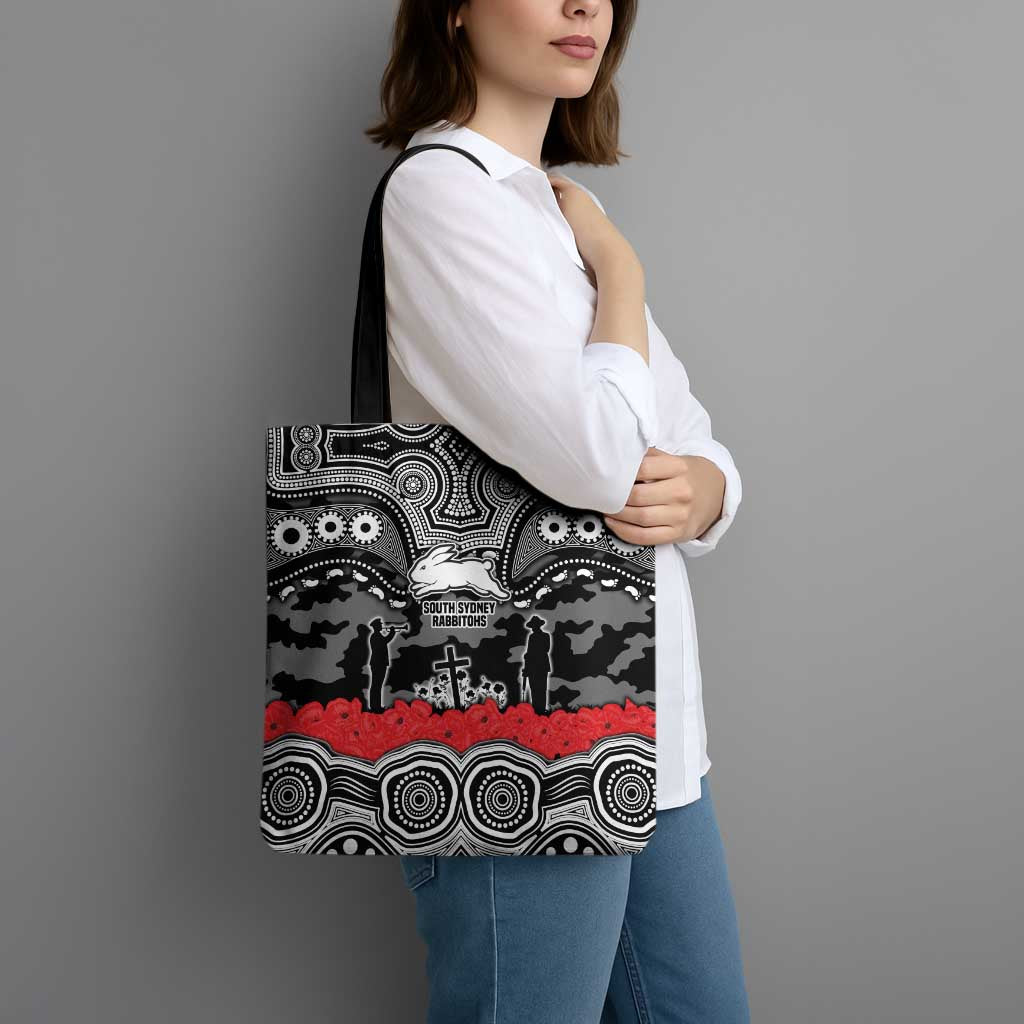ANZAC Day South Sydney Rabbitohs Tote Bag Military Memorial Aboriginal Indigenous Art