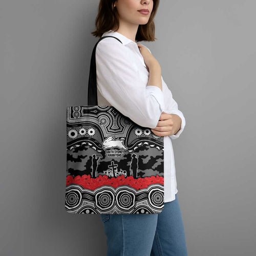 ANZAC Day South Sydney Rabbitohs Tote Bag Military Memorial Aboriginal Indigenous Art