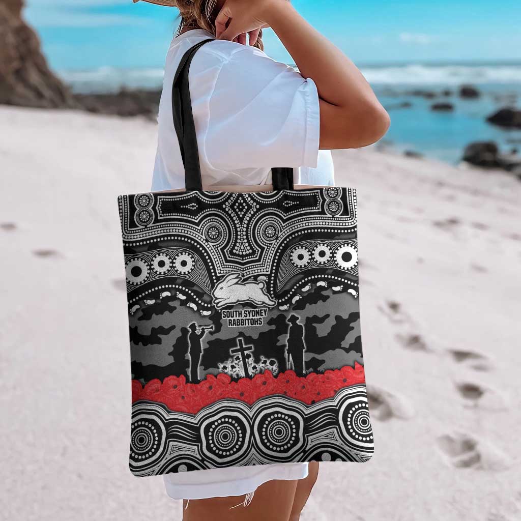 ANZAC Day South Sydney Rabbitohs Tote Bag Military Memorial Aboriginal Indigenous Art