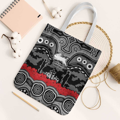 ANZAC Day South Sydney Rabbitohs Tote Bag Military Memorial Aboriginal Indigenous Art