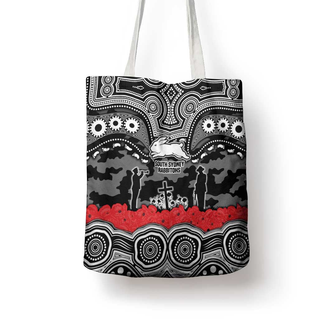 ANZAC Day South Sydney Rabbitohs Tote Bag Military Memorial Aboriginal Indigenous Art
