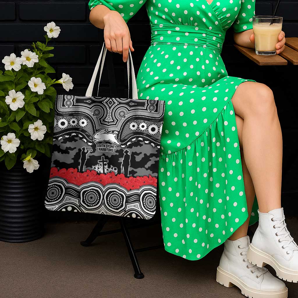 ANZAC Day South Sydney Rabbitohs Tote Bag Military Memorial Aboriginal Indigenous Art