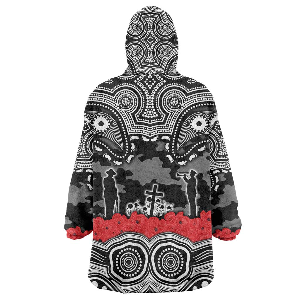 ANZAC Day South Sydney Rabbitohs Wearable Blanket Hoodie Military Memorial Aboriginal Indigenous Art