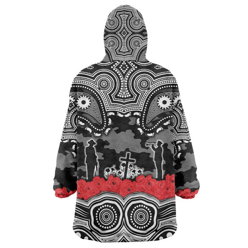 ANZAC Day South Sydney Rabbitohs Wearable Blanket Hoodie Military Memorial Aboriginal Indigenous Art