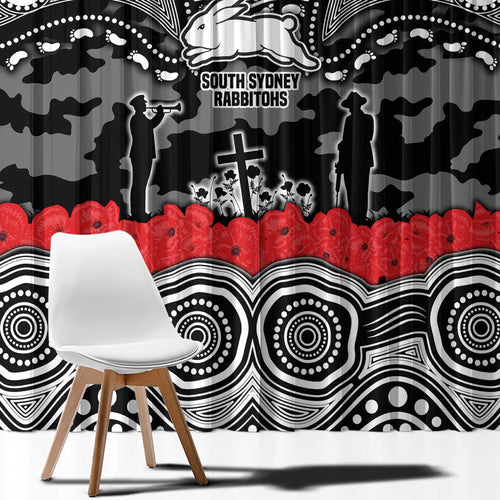 ANZAC Day South Sydney Rabbitohs Window Curtain Military Memorial Aboriginal Indigenous Art