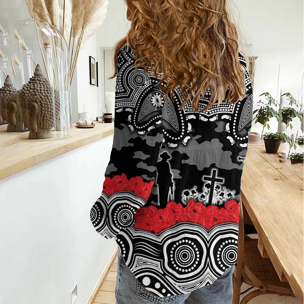 ANZAC Day South Sydney Rabbitohs Women Casual Shirt Military Memorial Aboriginal Indigenous Art