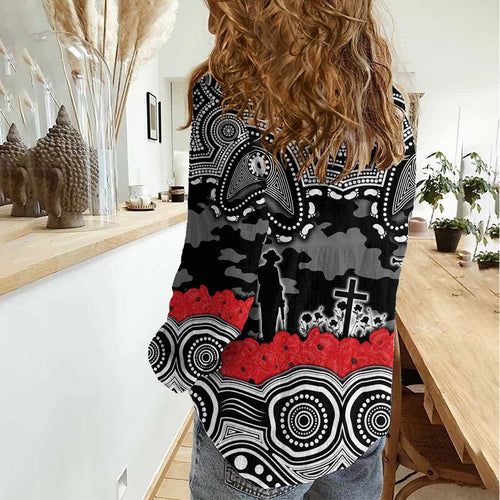 ANZAC Day South Sydney Rabbitohs Women Casual Shirt Military Memorial Aboriginal Indigenous Art