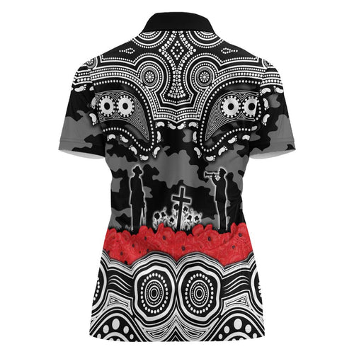 ANZAC Day South Sydney Rabbitohs Women Polo Shirt Military Memorial Aboriginal Indigenous Art