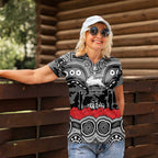 ANZAC Day South Sydney Rabbitohs Women Polo Shirt Military Memorial Aboriginal Indigenous Art