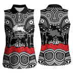 ANZAC Day South Sydney Rabbitohs Women Sleeveless Polo Shirt Military Memorial Aboriginal Indigenous Art