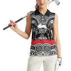 ANZAC Day South Sydney Rabbitohs Women Sleeveless Polo Shirt Military Memorial Aboriginal Indigenous Art