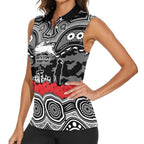 ANZAC Day South Sydney Rabbitohs Women Sleeveless Polo Shirt Military Memorial Aboriginal Indigenous Art