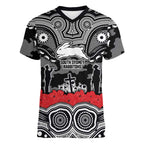 ANZAC Day South Sydney Rabbitohs Women V-Neck T-Shirt Military Memorial Aboriginal Indigenous Art