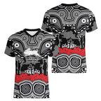 ANZAC Day South Sydney Rabbitohs Women V-Neck T-Shirt Military Memorial Aboriginal Indigenous Art