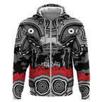 ANZAC Day South Sydney Rabbitohs Zip Hoodie Military Memorial Aboriginal Indigenous Art