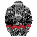 ANZAC Day South Sydney Rabbitohs Zip Hoodie Military Memorial Aboriginal Indigenous Art