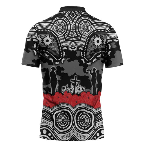 ANZAC Day South Sydney Rabbitohs Zipper Polo Shirt Military Memorial Aboriginal Indigenous Art