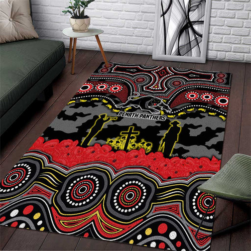 ANZAC Day Penrith Panthers Area Rug Military Memorial Aboriginal Indigenous Art