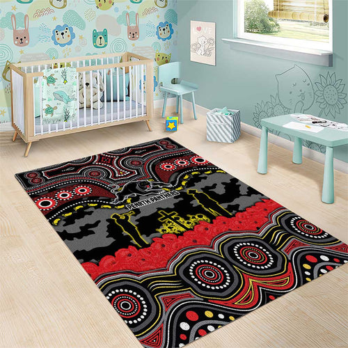 ANZAC Day Penrith Panthers Area Rug Military Memorial Aboriginal Indigenous Art