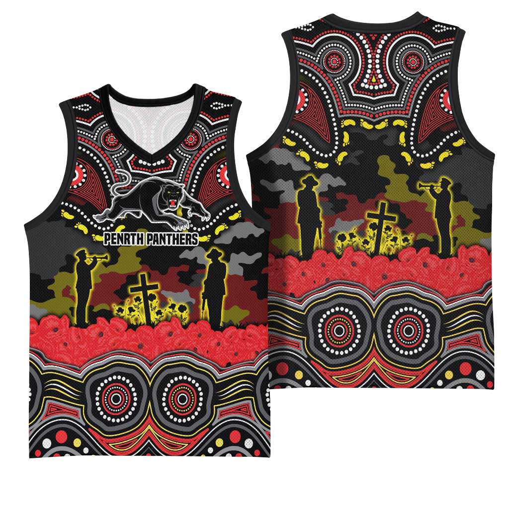 ANZAC Day Penrith Panthers Basketball Jersey Military Memorial Aboriginal Indigenous Art