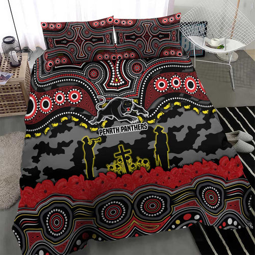 ANZAC Day Penrith Panthers Bedding Set Military Memorial Aboriginal Indigenous Art