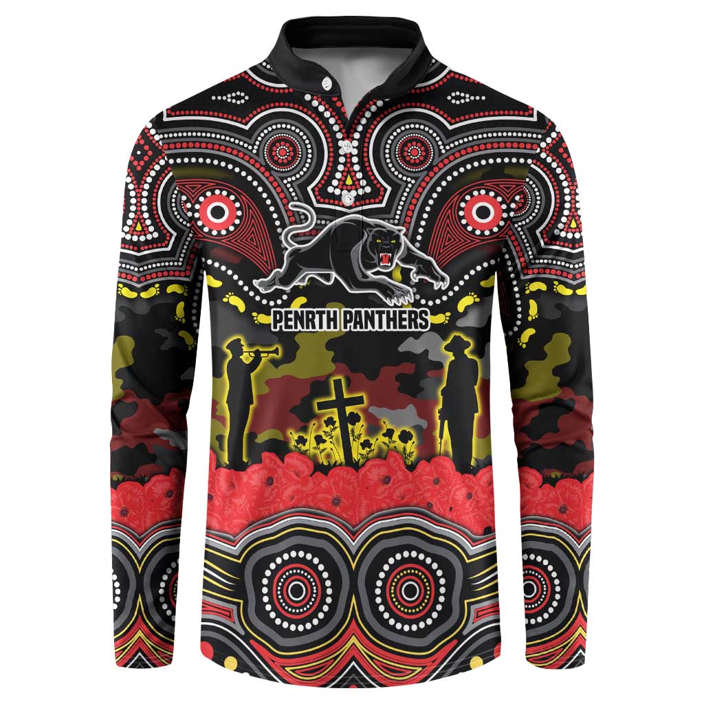 ANZAC Day Penrith Panthers Button Sweatshirt Military Memorial Aboriginal Indigenous Art