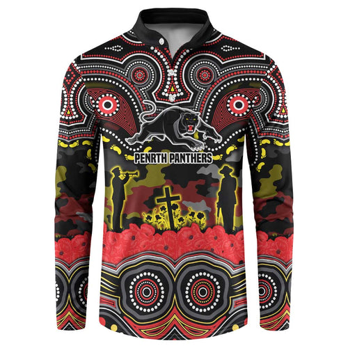 ANZAC Day Penrith Panthers Button Sweatshirt Military Memorial Aboriginal Indigenous Art
