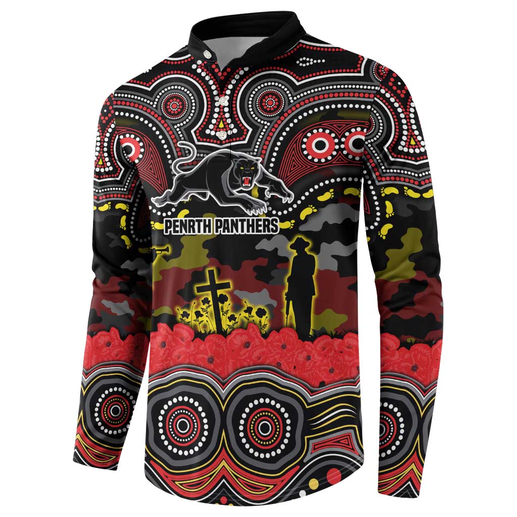 ANZAC Day Penrith Panthers Button Sweatshirt Military Memorial Aboriginal Indigenous Art