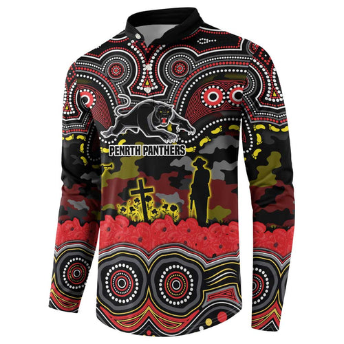 ANZAC Day Penrith Panthers Button Sweatshirt Military Memorial Aboriginal Indigenous Art