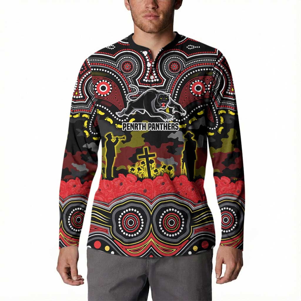 ANZAC Day Penrith Panthers Button Sweatshirt Military Memorial Aboriginal Indigenous Art