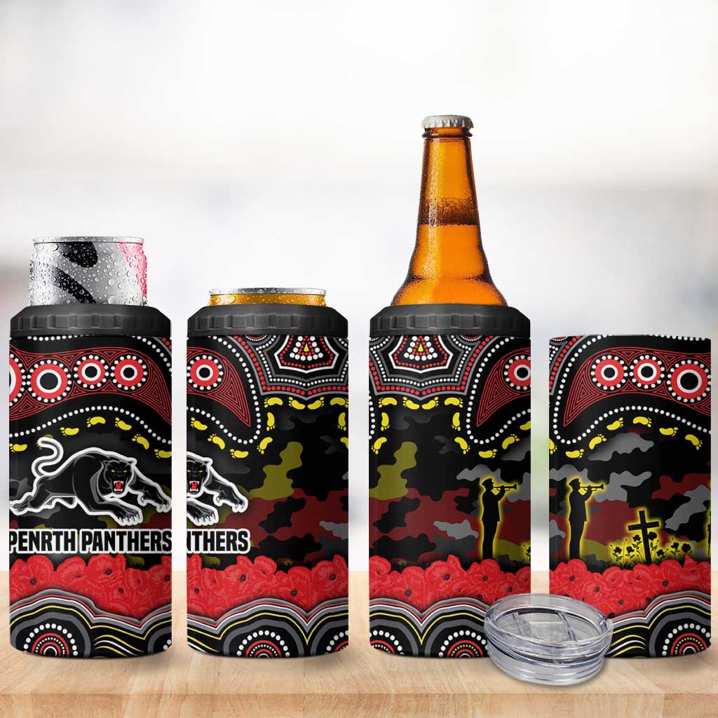 ANZAC Day Penrith Panthers 4 in 1 Can Cooler Tumbler Military Memorial Aboriginal Indigenous Art
