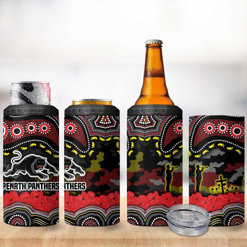 ANZAC Day Penrith Panthers 4 in 1 Can Cooler Tumbler Military Memorial Aboriginal Indigenous Art