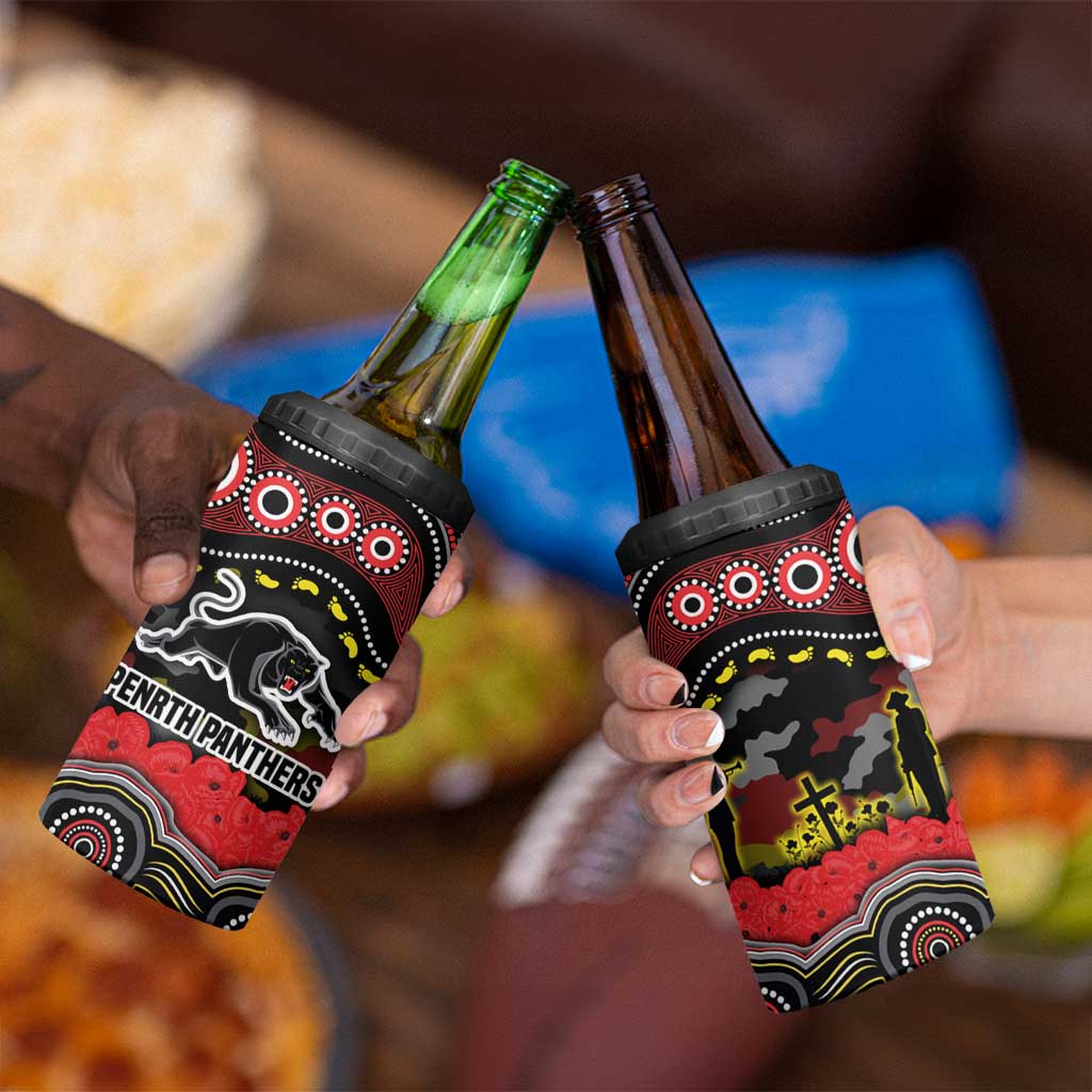 ANZAC Day Penrith Panthers 4 in 1 Can Cooler Tumbler Military Memorial Aboriginal Indigenous Art