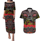 ANZAC Day Penrith Panthers Couples Matching Puletasi and Hawaiian Shirt Military Memorial Aboriginal Indigenous Art