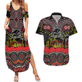 ANZAC Day Penrith Panthers Couples Matching Summer Maxi Dress and Hawaiian Shirt Military Memorial Aboriginal Indigenous Art