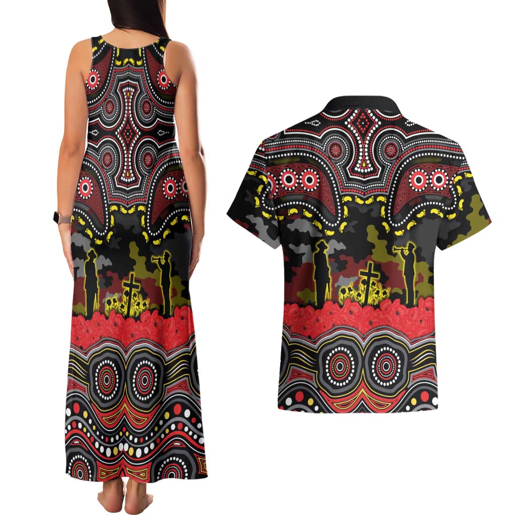ANZAC Day Penrith Panthers Couples Matching Tank Maxi Dress and Hawaiian Shirt Military Memorial Aboriginal Indigenous Art