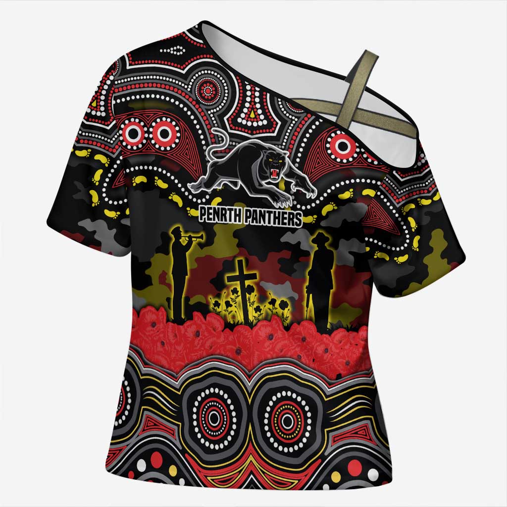 ANZAC Day Penrith Panthers Cross Shoulder Shirt Military Memorial Aboriginal Indigenous Art