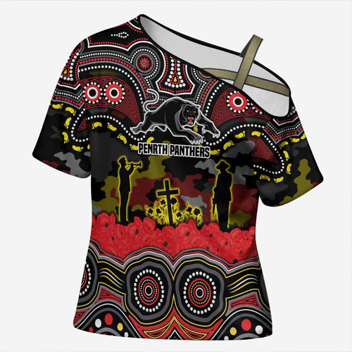 ANZAC Day Penrith Panthers Cross Shoulder Shirt Military Memorial Aboriginal Indigenous Art