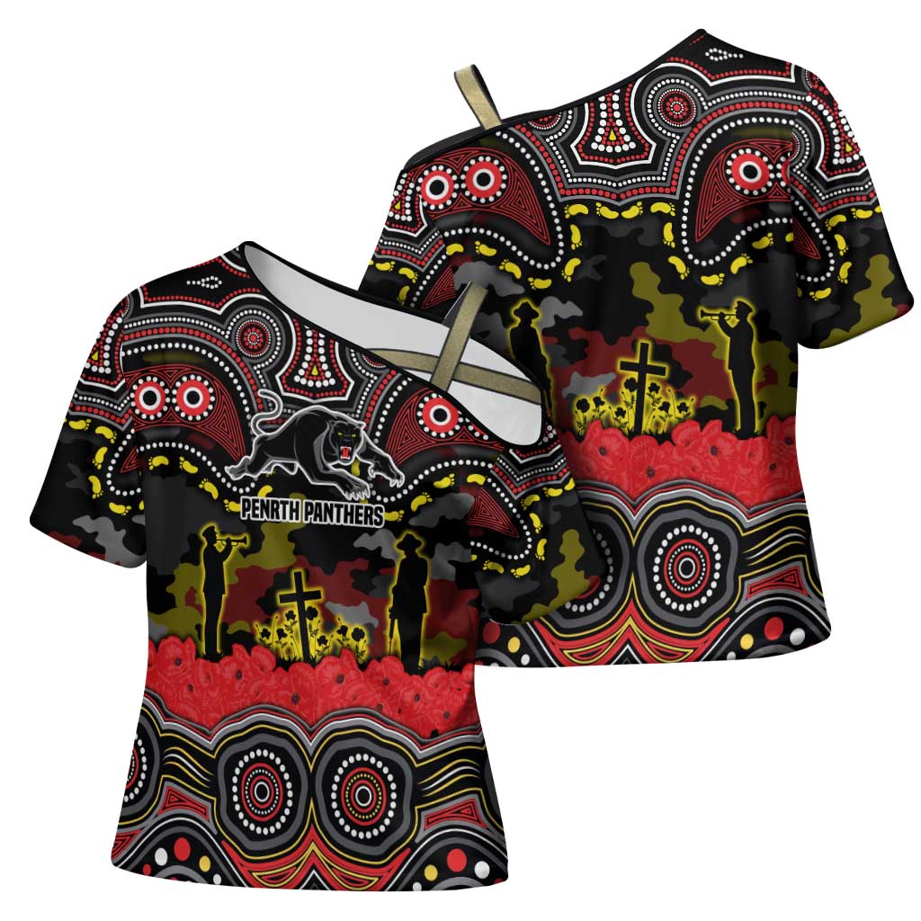 ANZAC Day Penrith Panthers Cross Shoulder Shirt Military Memorial Aboriginal Indigenous Art