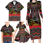 ANZAC Day Penrith Panthers Family Matching Long Sleeve Bodycon Dress and Hawaiian Shirt Military Memorial Aboriginal Indigenous Art