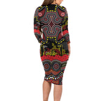ANZAC Day Penrith Panthers Family Matching Long Sleeve Bodycon Dress and Hawaiian Shirt Military Memorial Aboriginal Indigenous Art