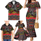 ANZAC Day Penrith Panthers Family Matching Mermaid Dress and Hawaiian Shirt Military Memorial Aboriginal Indigenous Art