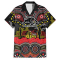 ANZAC Day Penrith Panthers Family Matching Off The Shoulder Long Sleeve Dress and Hawaiian Shirt Military Memorial Aboriginal Indigenous Art