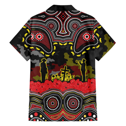 ANZAC Day Penrith Panthers Family Matching Off The Shoulder Long Sleeve Dress and Hawaiian Shirt Military Memorial Aboriginal Indigenous Art