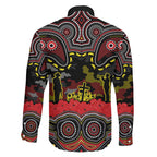 ANZAC Day Penrith Panthers Family Matching Off Shoulder Maxi Dress and Hawaiian Shirt Military Memorial Aboriginal Indigenous Art