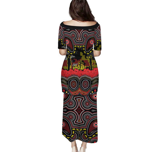ANZAC Day Penrith Panthers Family Matching Puletasi and Hawaiian Shirt Military Memorial Aboriginal Indigenous Art