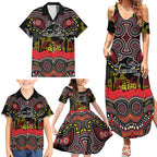 ANZAC Day Penrith Panthers Family Matching Summer Maxi Dress and Hawaiian Shirt Military Memorial Aboriginal Indigenous Art