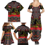 ANZAC Day Penrith Panthers Family Matching Summer Maxi Dress and Hawaiian Shirt Military Memorial Aboriginal Indigenous Art