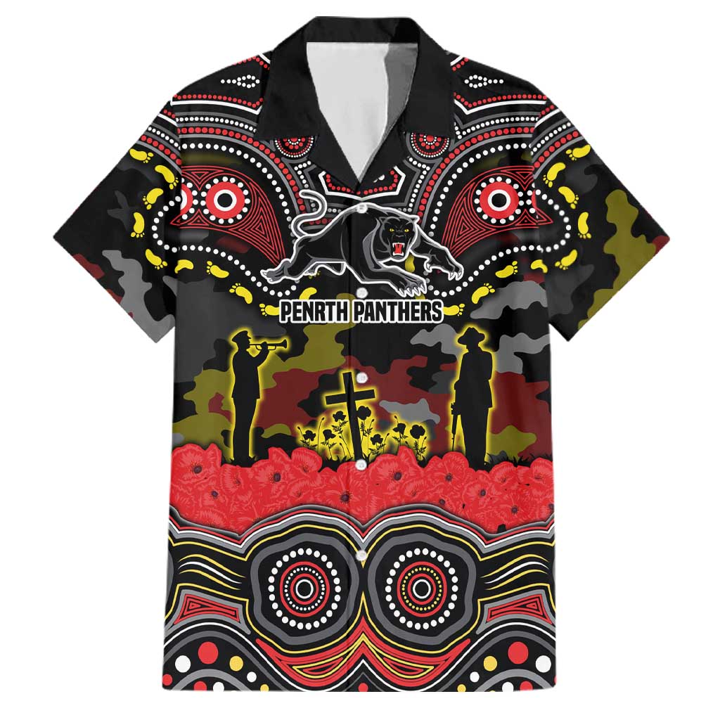 ANZAC Day Penrith Panthers Family Matching Summer Maxi Dress and Hawaiian Shirt Military Memorial Aboriginal Indigenous Art