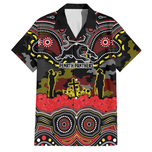 ANZAC Day Penrith Panthers Family Matching Summer Maxi Dress and Hawaiian Shirt Military Memorial Aboriginal Indigenous Art